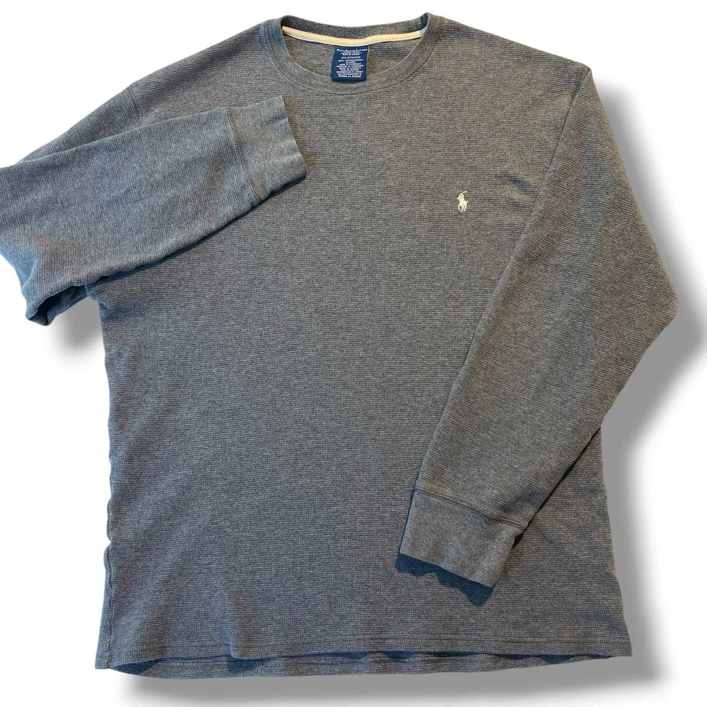 Polo Ralph Lauren Sleepwear Men's Waffle Knit Grey Large Cotton Shirt 2XL *Read*